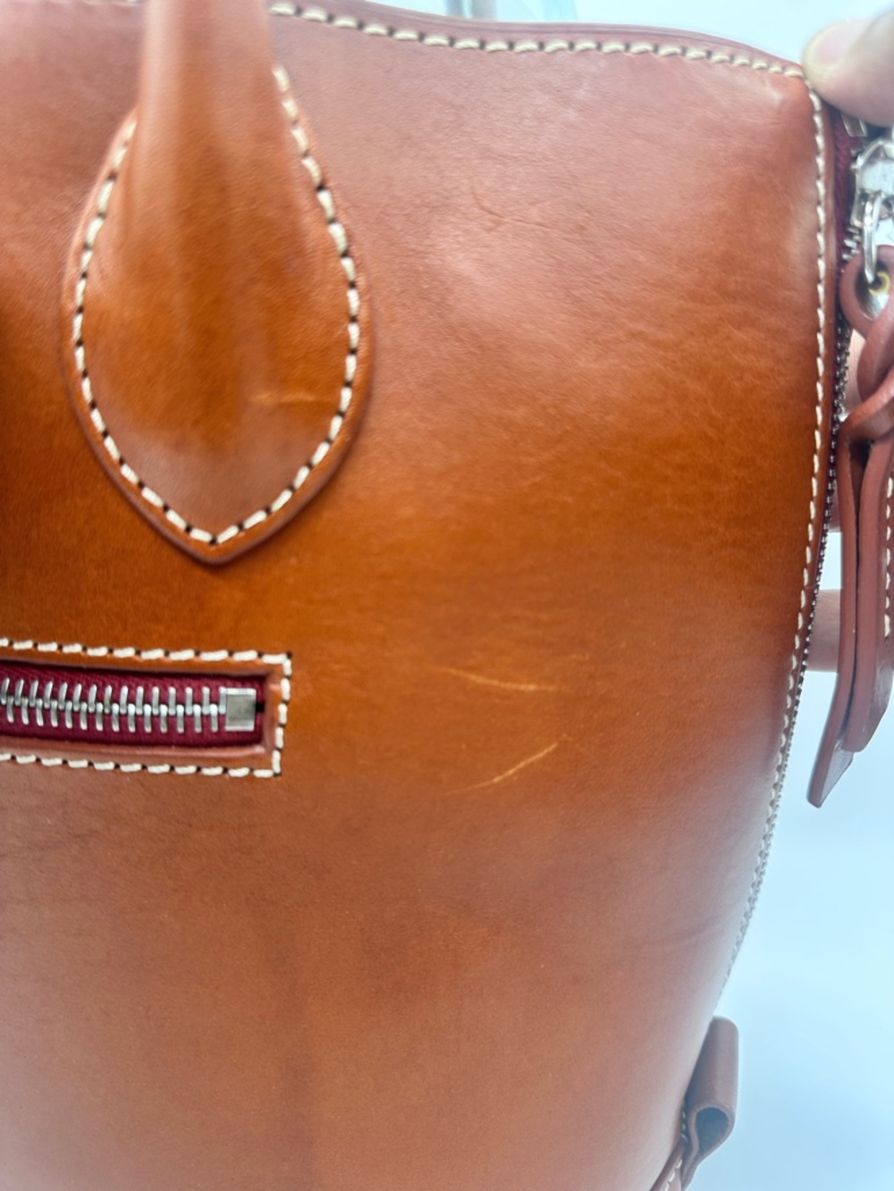 ooney & Bourke Florentine Toscana Side Zip Satchel - Caramel Leather - Picture 11 of 14